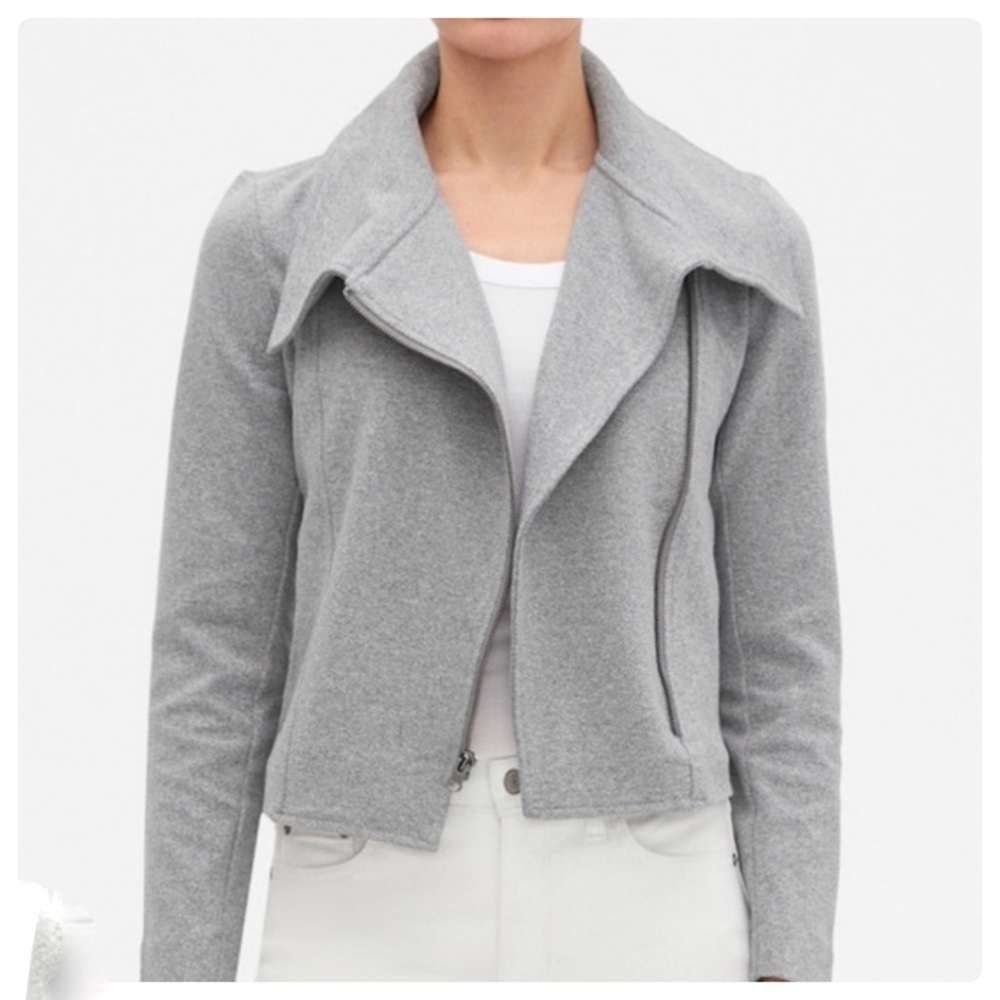 Banana Republic Factory Light Grey Knit Moto Jacket